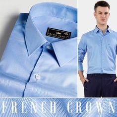 hidden Dobby Weave, Cerulean Blue, Cotton Shirts For Men, Formal Casual, Luxury Linen, Shoulder Shirts, Giza, Formal Attire, Full Sleeves