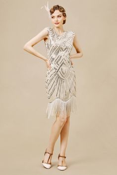 Shop 1920s Dresses - Sequin Cap Sleeves Dress | BABEYOND Art Deco Fashion Modern, Themed Dresses, Cap Sleeves Dress, 1920s Dresses, The Roaring Twenties, Art Deco Print, 1920s Dress, Roaring Twenties, Sleeves Dress