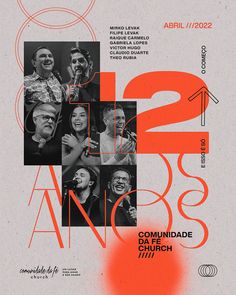 the poster for an upcoming concert is shown in black and white, with orange accents