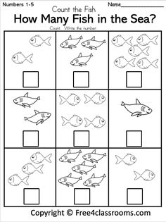 fish in the sea worksheet for kids to learn how to count them numbers