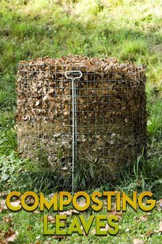 the cover of composting leaves, with an image of a cage in the grass