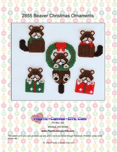 four bears with christmas wreaths on them