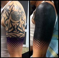 two pictures of the same tattoo on someone's arm