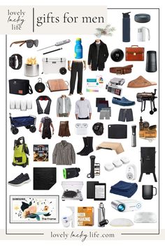 a collage of men's clothing and accessories