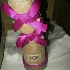 New In Box Ugg Bailey Bow Shimmer Boots Ugg Bailey Bow, Girl Boots, Bailey Bow Uggs, Ugg Bailey, Shoes Ugg, Bailey Bow, Kids Uggs, Big Girl, Girls Boots