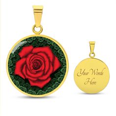 Red Rose Circle Pendant Necklace The Red Rose Circle Pendant Necklace is a beautiful and meaningful gift that can be given to that special person in your life. Whether it's your significant other, your best friend, or a family member, expressing love and support is always important, especially when they're going through a tough time. The red rose pendant is a symbol of many things such as romance, love, beauty, passion, and courage. It's a powerful reminder that love can conquer all, and that th Rose-colored Jewelry For Valentine's Day Anniversary, Rose Jewelry For Valentine's Day, Rose Red Jewelry For Valentine's Day Anniversary, Valentine's Day Gift Jewelry With Rose Design, Rose Red Necklace With Rose Design For Gifts, Valentine's Day Rose Design Jewelry For Anniversary, Rose Red Roses Jewelry For Valentine's Day, Personalized Rose Jewelry For Her, Personalized Rose Gold Jewelry For Her