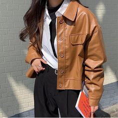 Brand Name: AIYANGAStyle: Moto & BikerHooded: NoMaterial: CottonMaterial: PolyesterOrigin: CN(Origin)Season: Spring/AutumnPattern Type: SolidClothing Length: ShortType: RegularGender: WOMENAge: Ages 18-35 Years OldCollar: Turn-down CollarClosure Type: Single BreastedItem Type: Outerwear & CoatsSleeve Length(cm): FullSleeve Style: RegularModel Number: BR-A1027-8021-67Thickness: STANDARDRelease Date: FW2021Outerwear Type: Jackets Style Black Leather Jacket, Halter Dress Casual, Purple Evening Gowns, Faux Leather Jacket Women, Leather Jacket Women, Female Tops, Night Club Dress, Elegant Coats, Biker Jackets