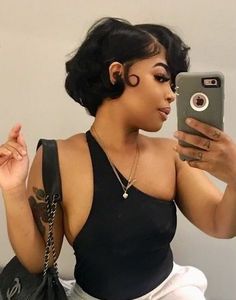 Pressed Natural Hair, Silk Press Natural Hair, Natural Hair Short Cuts, Short Hair Black, Short Hair Pixie Cuts, Short Sassy Hair, Sassy Hair, Dope Hairstyles, Relaxed Hair