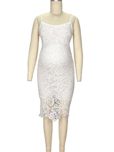 Size Chart Size Bust (cm) Waist (cm) Length (cm) S 82 66 90 M 86 70 91 L 90 74 92 XL 94 78 93 Dress Occasion:Party/Wedding/Baby Shower Season:Summer Type:Slim/Pencil Dress Material:Lace Pattern:Solid Color Decoration:Lace,Shoulder-Strap Length Style:Knee Lenth Neckline:V-neck Sleeve Length:Sleeveless Frock up with the Typical White Lace Dress! This gorgeous midi pencil dress is overlaid with lace and ends at the knee with a delicate hem. This dress is such a cute option for any social event paired with heels and pretty jewelry. 【Elegant 】This dress combines these classic colors with an even more classic silhouette for an elegant and timeless look. 【Excellent choice】Wear this evening dress to formal parties, holiday events or even weddings! If you love the White Classic Elegant Lace Dress t Elegant Babyshower, Wedding Gown Elegant, Sleeveless Frock, Elegant Lace Dress, Gender Reveal Outfits, Baby Shower Gown, Maternity Sundress, Babyshower Party