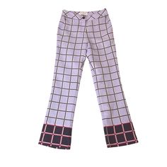 These Vivienne Hu Women's Purple Grid Pattern Pants Offer A Tailored, Straight Cut Fit With A Slight Flare And A Distinctive Black Border At Lengths End. They're New With Tags And Made From Durable Polyester. Hey Are Brand New With Tags. Please Refer To The Pictures For Details. Measurements Are Shown In The Last Image. Brand: Vivienne Hu Women's Purple Grid Pattern Pants Tailored, Straight Cut Fit Slightly Flared Zipper And Button On Waist New With Tags Material: Polyester Measurements: (Taken Purple And Black Plaid Pants, Purple Zebra Pants, Grid Pattern, Straight Cut, Pants Pattern, Pant Jumpsuit, Straight Leg, Pants For Women, Women Accessories