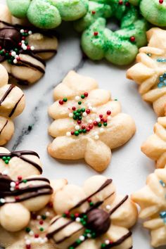 decorated cookies arranged in the shape of christmas trees