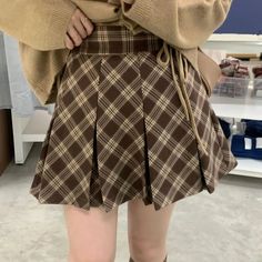 46966088466674|46966088499442|46966088532210 Dark Academia Skirt, Academia Skirt, Brown Plaid Skirt, Plaid Pleated Mini Skirt, Plaid Brown, Womens Pleated Skirt, Egirl Clothes, Fairycore Clothes, Plaid Pleated Skirt