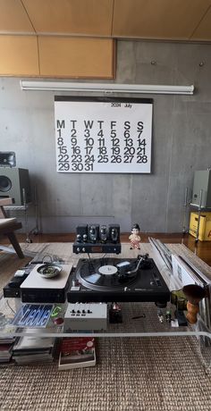 a record player sitting on top of a table