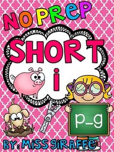 a poster with the words no prep short i in front of it and a pig holding a