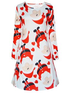 a women's dress with santa clauss on it