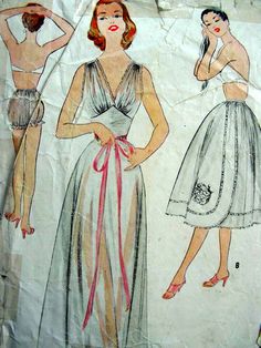 Nightgown Sewing Pattern, Vintage Bathing Suit Patterns, Gorgeous Lingerie, Gown Pattern, Short And Sweet, Military Wife