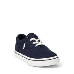 Great for everyday outings this fuss-free sneaker unites durable cotton canvas a sturdy rubber sole and signature graphics. Boy Shoes, Canvas Sneakers, Rubber Sole, Cotton Canvas, Classic Style, Ralph Lauren, Sneakers, Canvas