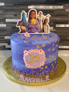 a birthday cake decorated with the characters of disney's animated film, princess pooh