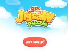 the kids learning jigsaw puzzle is on display in front of a blue sky with clouds