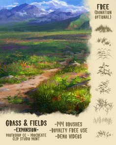 a poster with the words grass and fields on it