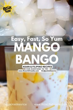 the cover of easy, fast, so yum mango bango with ice cubes