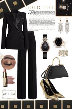 Black Pantsuit Women Business, Business Person Outfit, Ceo Outfit Woman Boss Korean, Ceo Outfit Woman Boss, Ceo Outfit, Ysl Outfit, Classy Going Out Outfits, Elegance Fashion, Aesthetic Accessories