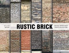 a bunch of different colored brick wallpapers with the words rustic brick on them