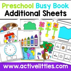 the preschool busy book is filled with activities to help children learn how to write and draw