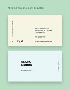 two business cards with the words, minimal business card template