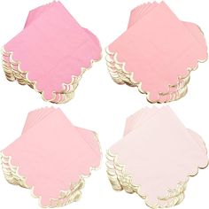 pink and gold paper napkins with scalloped edges