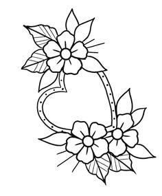 the letter c with flowers and leaves on it is outlined in black and white ink