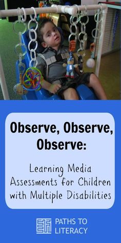 a child sitting in a swing with toys on it and the words observe, observe, observe