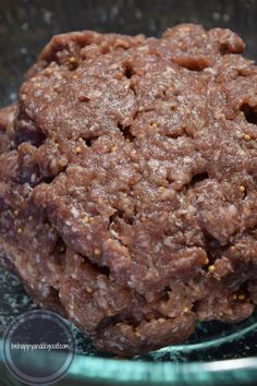 a close up of a cookie on a glass plate