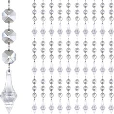 PRICES MAY VARY. FINIAL CHRISTMAS ORNAMENTS BULK PACK OF 30: Elegant Clear Acrylic Plastic Chandelier Crystals Beads Replacement Crystal Ornaments Christmas Tree Dangle Mini Lantern Icicle Drop Bulk. SIZE - 47mm crystal dangle Lantern Icicle drop pendant x 1; 14mm clear octagon beads x 3; 12mm silver metal split rings x 4; The total length of crystal garland strand is 12.2cm. CLEAR PLASTIC ACRYLIC CRYSTAL ORNAMENTS PREMIUM QUALITY: Lightweight, won't put too much pressure on lamps, chandeliers, Chandelier Garland, Plastic Chandelier, Finial Ornaments, Prism Crystal, Wedding Party Centerpieces, Ornaments For Christmas Tree, Crystal Garland, String Curtains, Mini Lanterns