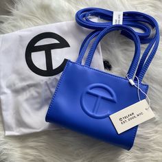 100% Authentic New With Tags No Flaws/Scratches Dustbag Included Size Small Sold Out Bag Royal Blue Bag Outfit, Blue Designer Bag, Blue Telfar Bag Outfit, Pool Blue Telfar Bag Outfit, Royal Blue Bag, Cobalt Telfar Bag, Cyan Telfar Bag, Telfar Bag