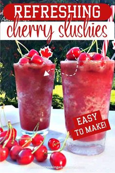 Refreshing homemade cherry slushies Cherry Icee Recipe, Cherry Slushie, Slushies Recipes, Ninja Slushie Machine Recipes, Cherry Slushie Recipe, Homemade Slushies, Slushy Drinks, Cherry Drink