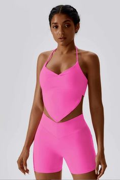 Fitted T-back Halter Top For Gym, Stretch T-back Halter Top For Gym, Fitted T-back Halter Top Athleisure, Summer T-back Halter Top For Gym, Athleisure Stretch Halter Neck Swimwear, Stretch Halter Top For Athleisure, Summer Athleisure High Stretch Halter Top, High Stretch Athleisure Halter Top For Summer, Fitted Halter Top With Built-in Bra For Sports