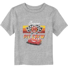 60% Cotton  40% PolyesterWash cold; dry lowImportedListed in toddlers sizes Cars Junior, Pit Crew, Disney Pixar Cars, Pixar Cars, Lightning Mcqueen, Size 4t, Toddler Sizes, Disney Pixar, Toddler Boys