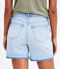 Loft Let Down Hem High Rise Boyfriend Shorts Size 25 Super Light Indigo Wash Women's by Loft Size Regular - 25 Super Light Indigo Wash Women's Shorts, Pants, 99%, Cotton, 1%, Elastane, Machine, Washable Curvy Pants, Let Down, Boyfriend Shorts, Shorts Pants, Effortless Style, Women's Shorts, Fabric Care, Denim Shorts, High Rise