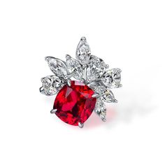 Genuine Lab-Grown Red Ruby, Luxury Flower Floral Ring Jewelry, Beautiful & Unique Design Victorian Floral Style JULY BIRTHSTONE S925 w 18KGP ♥Made to order 5 days ready to ship ♥925 SILVER WITH 18KGP ♥ The main stone is Genuine Lab-Grown Red Ruby. ♥Absolutely gorgeous and beautifully handcrafted Genuine Lab-Grown Red Ruby Ring in solid 925 Sterling Silver. ♥ This classic yet trendy Ring makes the perfect Christmas/Anniversary/Valentine's/Birthday gift for her that will be treasured forever. Red Flower Shaped Ruby Ring For Formal Occasions, Red Flower Ruby Ring For Formal Occasions, Red Flower Ruby Ring For Formal Events, Formal Red Flower Ruby Ring, Sapphire Side Stones, Ice Flower, Cushion Engagement Ring, Jewelry Beautiful, Floral Ring