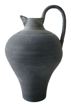 a large gray vase is shown against a white background with the handle extended to form an oval shape