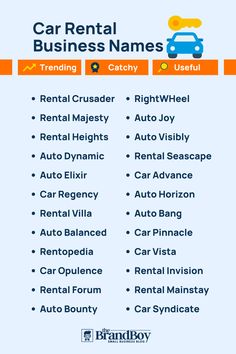 the car rental business names list