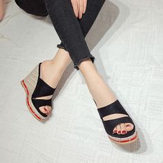 Gender: For Women Style: Fashion,Korean Occasion: Casual,Party/Club,Office/Career Heel Height: 11cm Platform Height: 3cm Season: Spring,Summer,Fall/Autumn,Winter Package Contents: 1 x Shoes (Pair) Size Guide: 28 = foot length 18.5-19cm (Foot width=6.5-7cm) 29 = foot length 19-19.5cm (Foot width=7cm) 30 = foot length 19.5-20cm (Foot width=7-7.5cm) 31 = foot length 20-20.5cm (Foot width=7.5cm) 32 = foot length 20.5-21cm (Foot width=7.5-8cm) 33 = foot length 21-21.5cm (Foot width=8cm) 34 = foot len Beach Open Toe Platform Slippers, Beach Season Wedge Sandals With Round Toe, Vacation High Heel Platform Slippers, Casual High Heel Platform Slippers For Beach, High Heel Synthetic Wedge Sandals For Beach Season, High Heel Wedge Sandals For Beach Season, Black High Heel Platform Slippers For Vacation, Black Wedge Heel Sandals For Beach Season, Casual Open Toe Platform Wedge Sandals