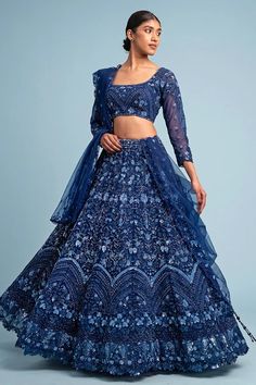 Lehenga (लहंगा) - Shop Lehenga Collection for Women Online | Samyakk Light Blue Lehenga, Blue Lengha, Lehenga Styles, Navy Blue Lehenga, Lehenga Online Shopping, The Night, Reception Lehenga, Blue Lehenga, Lehenga Online