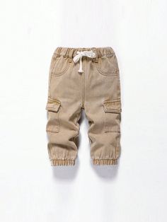 Newborn Baby Boys' Cotton Elastic Waist Cargo Pocket Casual Pants Khaki    Denim Plain Bottoms Non-Stretch  Baby Boys Clothing, size features are:Bust: ,Length: ,Sleeve Length: Boys Cargo Pants, Baby Boy Pants, Boys Plaid, Boys Denim, How To Hem Pants, Couple Matching, Cargo Pocket, Elegant Dresses Long, Boys Clothing