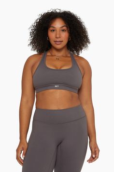 FORMCLOUD® RACER BACK BRA - GRAPHITE – SET ACTIVE Gray Sports Bra With Built-in Medium Support, Supportive Gray Sports Bra With Built-in Bra, Gray Racerback Sports Bra With Built-in Bra, Sporty Supportive Scoop Neck Activewear, Everyday Medium Support Scoop Neck Sports Bra, Supportive Sporty Activewear With Scoop Neck, Supportive Scoop Neck Sporty Activewear, Supportive Everyday Athleisure Activewear, Sporty Scoop Neck Sports Bra With Light Support