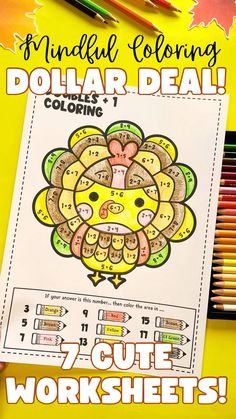 a coloring page with the words dollar deal on it and an image of a turkey