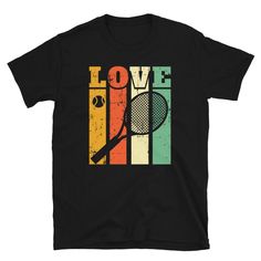 a t - shirt that says love with a tennis racket and paw prints on it