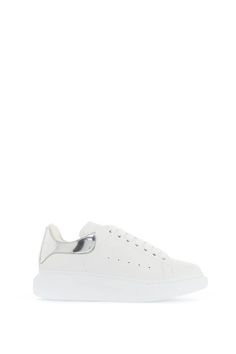 Find ALEXANDER MCQUEEN Oversize Sneakers on Editorialist. Alexander McQueen leather sneakers with oversized rubber sole and leather lining with removable insole. Silver-tone lettering logo print on the tongue and on the laminated heel tab, lace-up closure and side perforations. Spare laces included. Luxury White Chunky Sneakers, Luxury Chunky Sneakers With Rubber Sole, Luxury Chunky Sneakers For Streetwear With Rubber Sole, Luxury Leather Chunky Sneakers For Streetwear, Luxury High-top Chunky Sneakers For Streetwear, Luxury Chunky Lace-up Sneakers For Streetwear, Luxury Lace-up Chunky Sneakers For Streetwear, Luxury Leather Chunky Sneakers With Contrast Sole, Luxury Chunky Sneakers With Contrast Sole