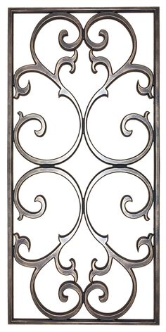 a decorative iron grille with swirls and scrolls